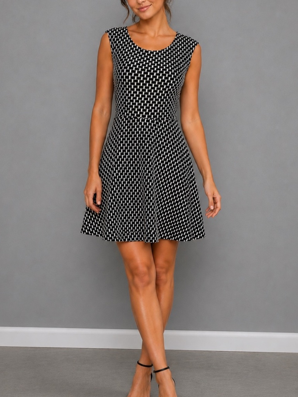 Candie's Geometric Black/White sleeveless Asymmetrical Dress Size XS